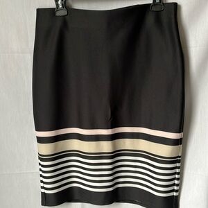 Roz & Ali  Stretch Pencil Skirt Black Beige White Medium